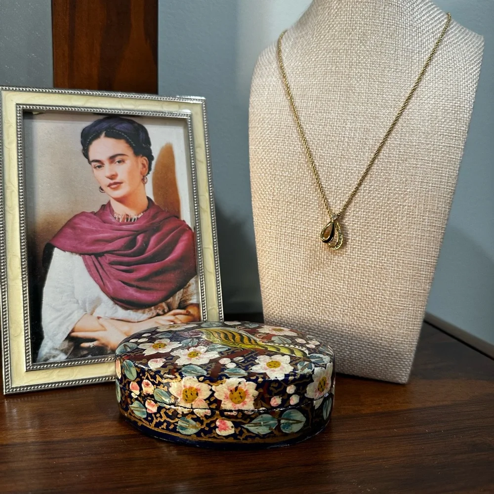 Vintage Christian Dior Gold-Plated Crystal Teardrop Pendant Necklace
